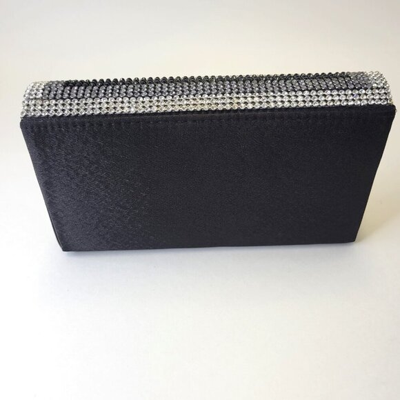 Black Silver Flap Clutch Purse with Rhinestones Formal Envelope Clutch Purse - Picture 13 of 15